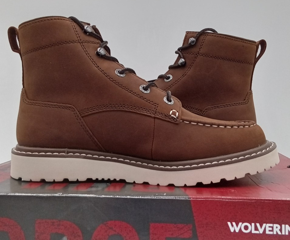 Wolverine Women’s Trade Wedge Unlined Moc-Toe Work Boots, Dark Brown Size 9 NIB