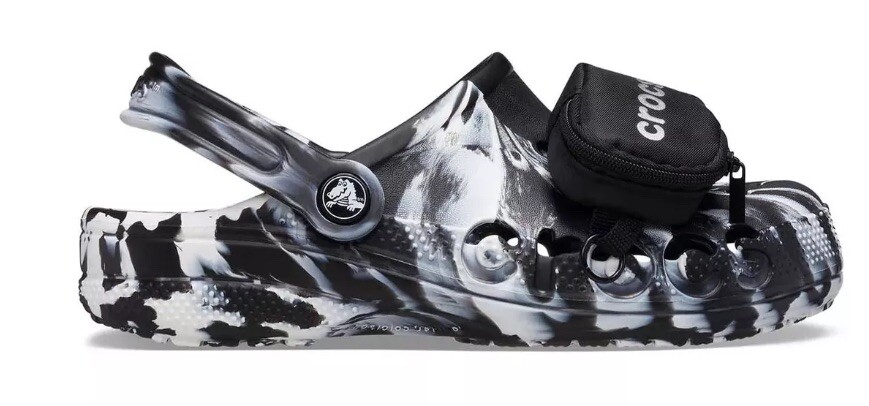 Crocs Baya Marbled Pouch Clogs Black and White Sz M10/W12 (New In Original Bag)