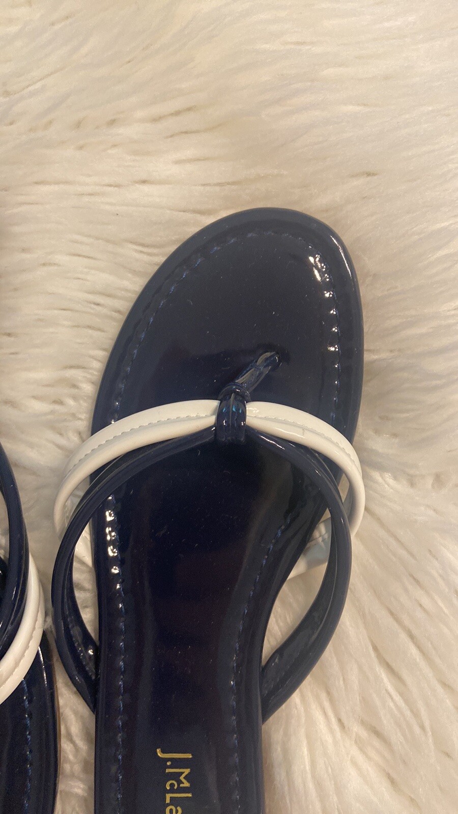 J. McLaughlin Blue and White SandalsClassic Thong Style size not available