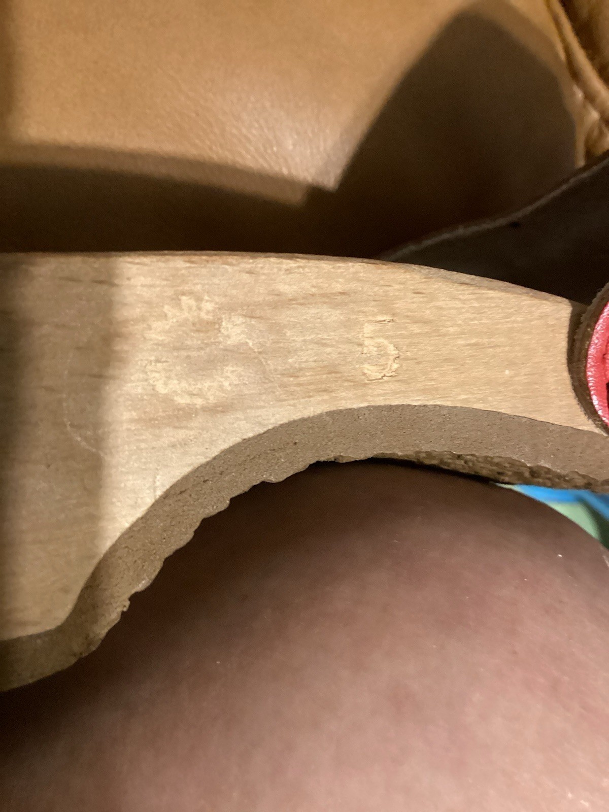 Dr Scholl’s Red & Wood Sandals Vintage 1970’s Size 5 Austria