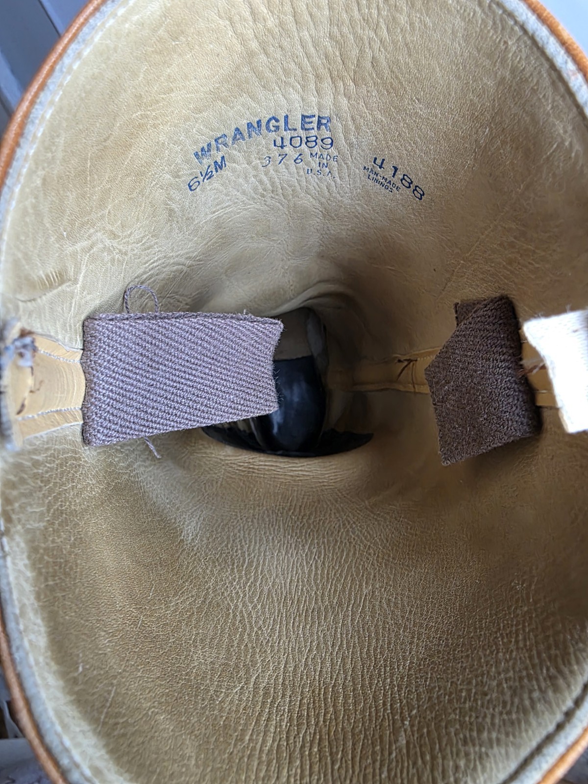 VTG Wrangler 4188 Western Boots Wmn’s 6.5 M Tan Leather Tall Pull On USA Campus