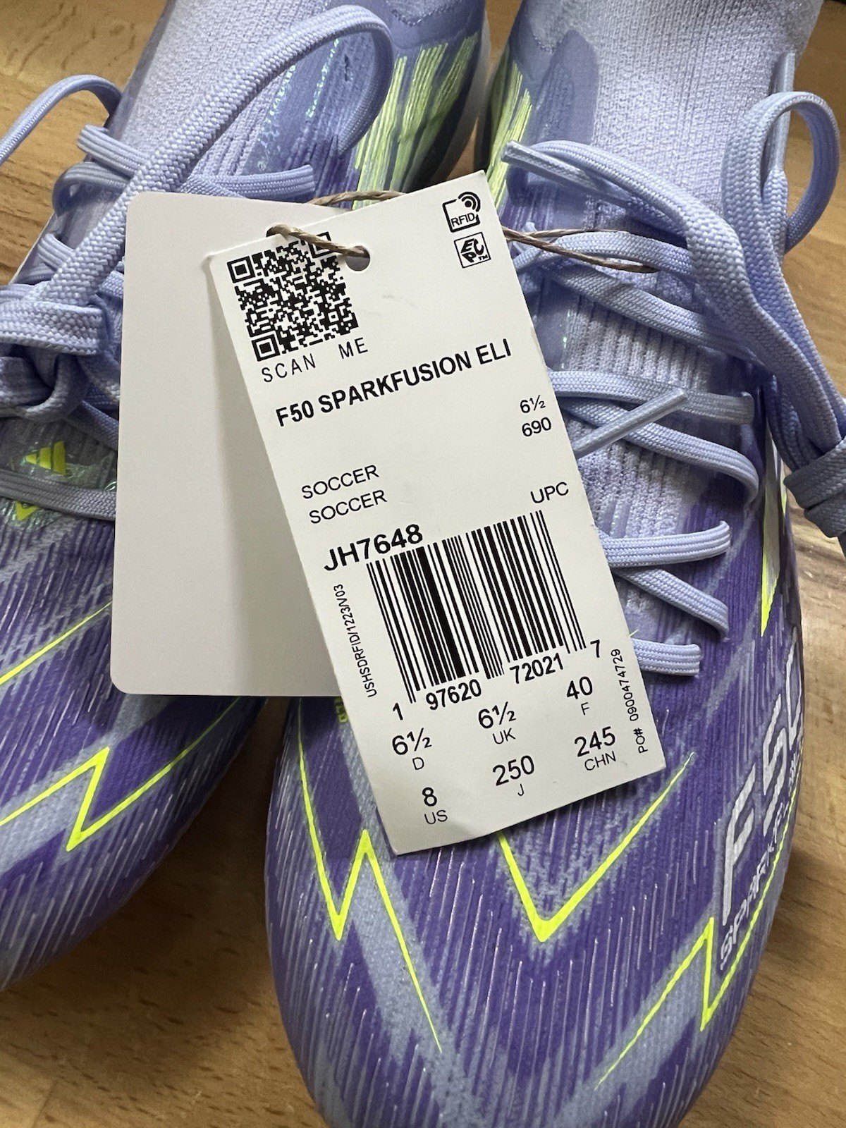 $260 Adidas F50 Sparkfusion Elite Mid FG Soccer Cleats Violet Women’s 8 / Mens 7