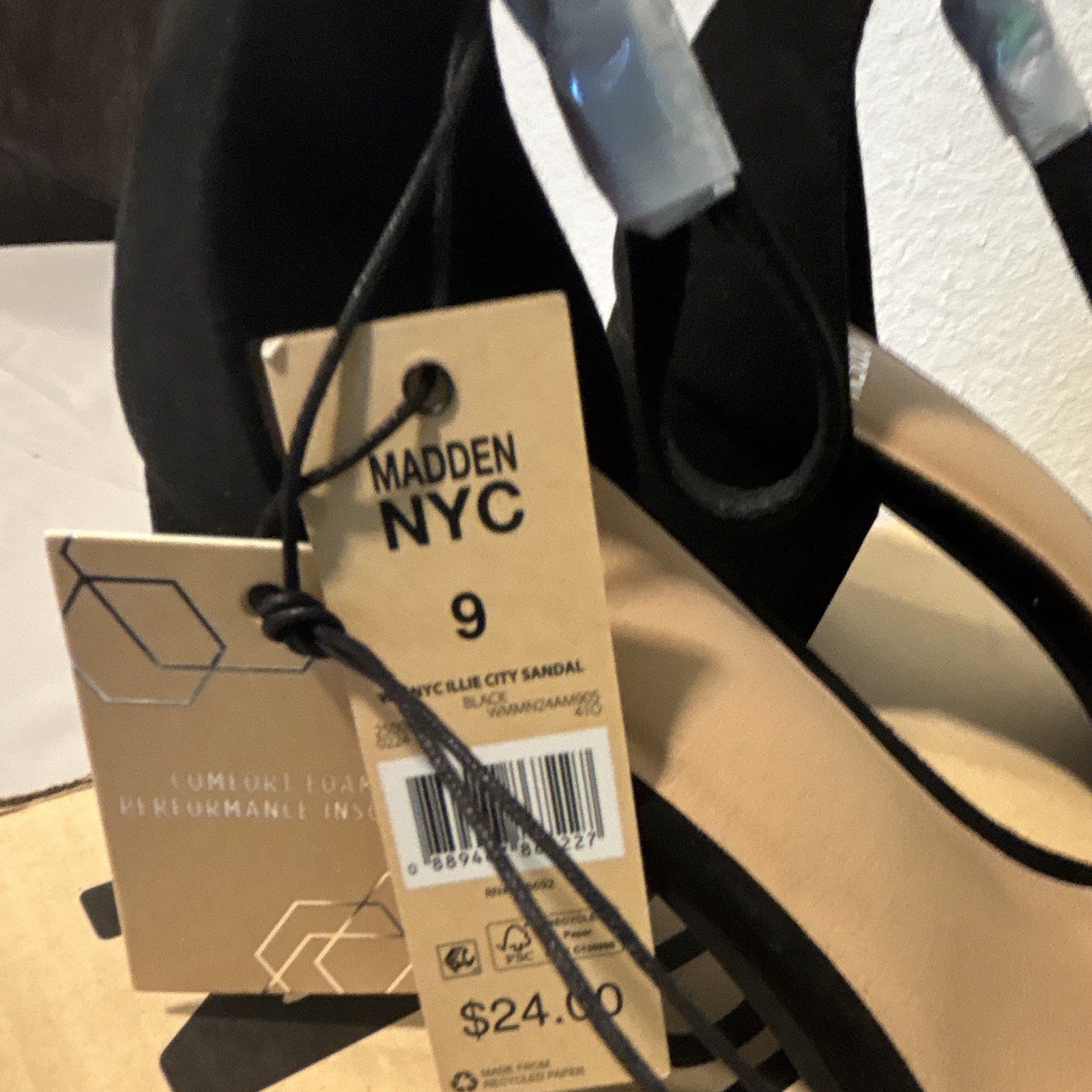 Madden NYC Women’s Slip On Sandals Black/Silver Rhinestone Straps US 9 EU 40