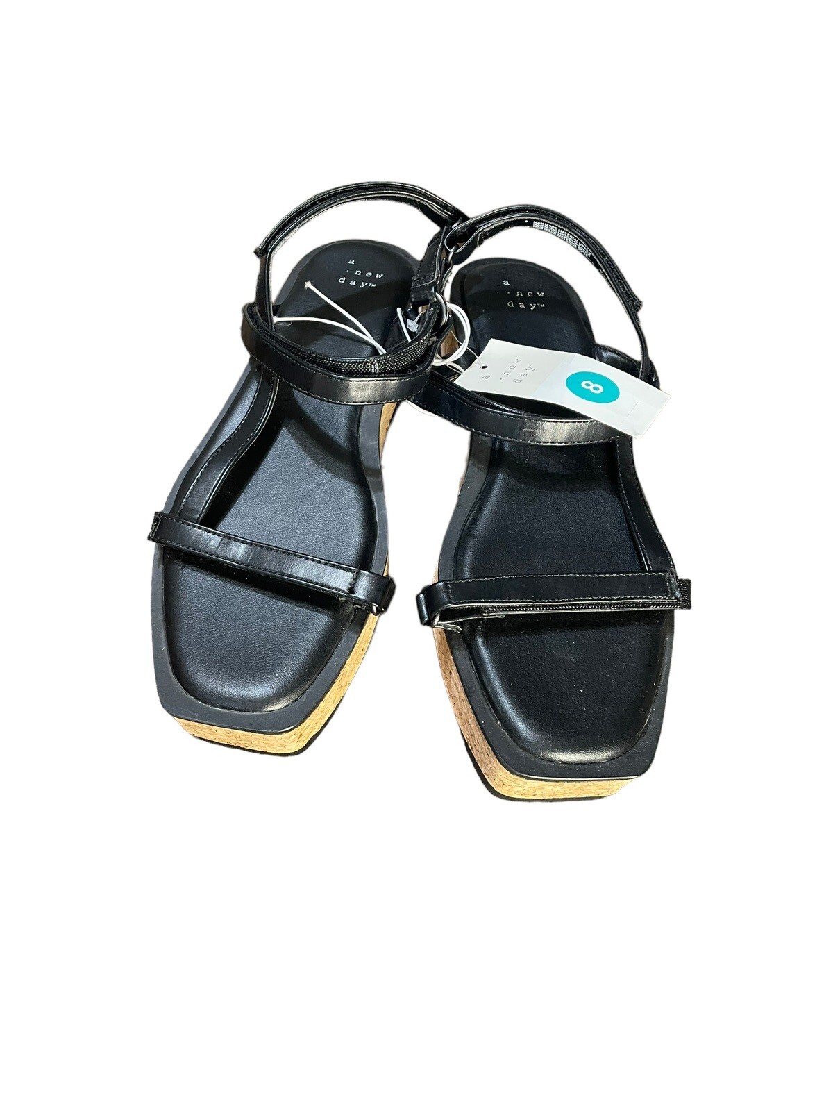 NWT Women’s Nova Sporty Cork Platform Sandals Black – A New Day, Size 8 New