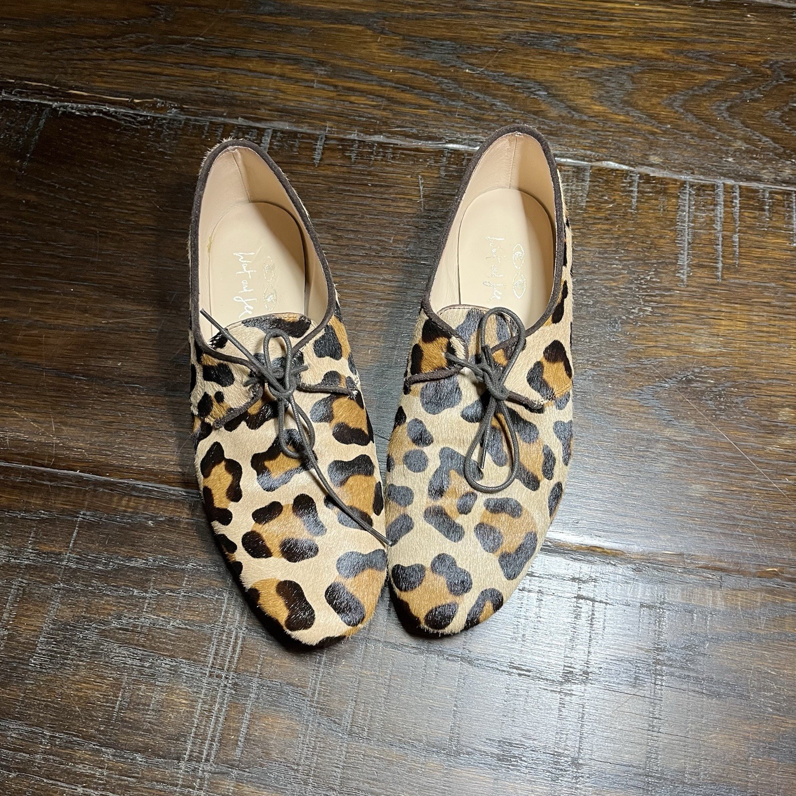 Wait and See Leopard Pony Shoes Italy Lightweight Lace Ups Brogues Sz 38
