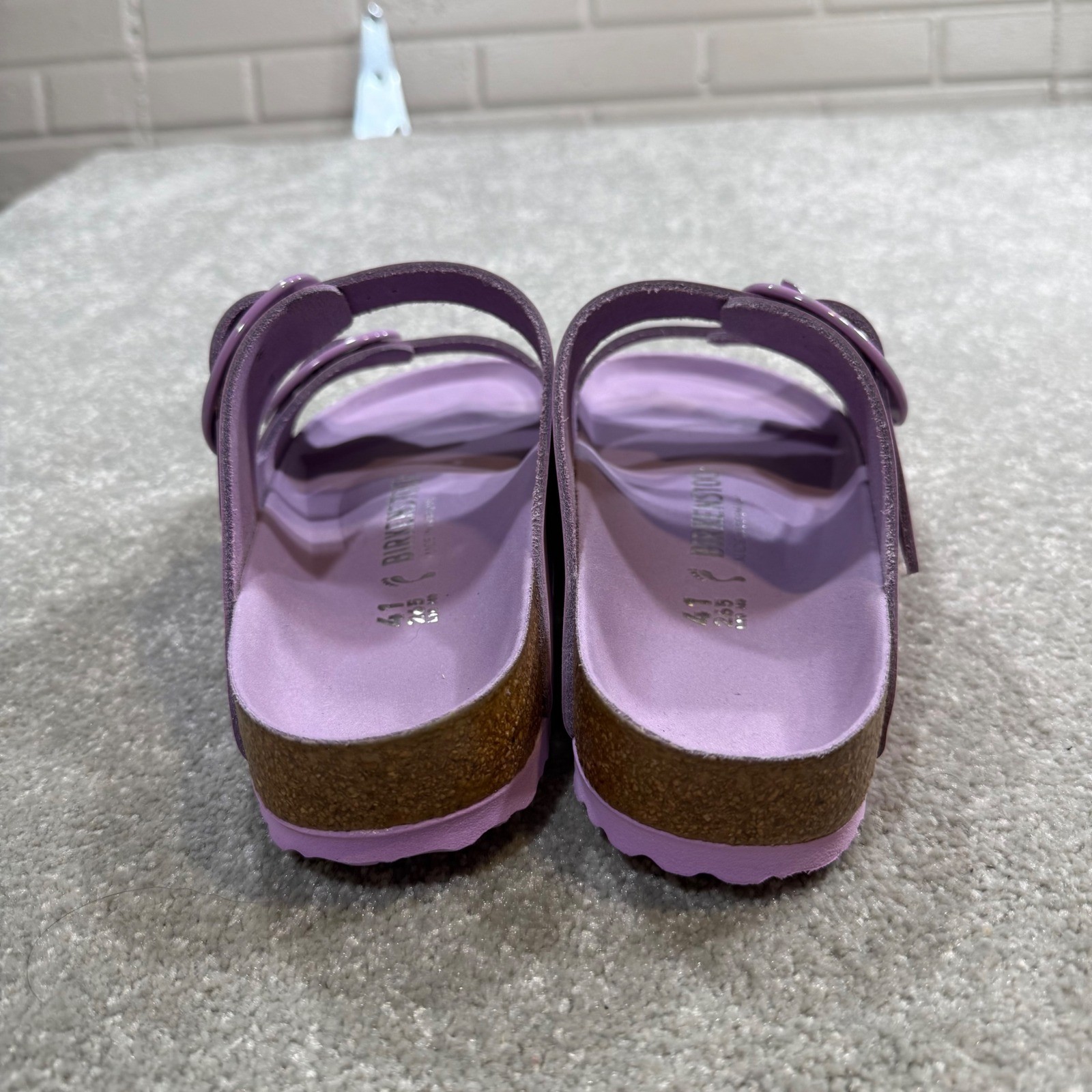 Birkenstock Arizona Big Buckle High Shine Sandals Crocus Patent Leather EUC 41 N
