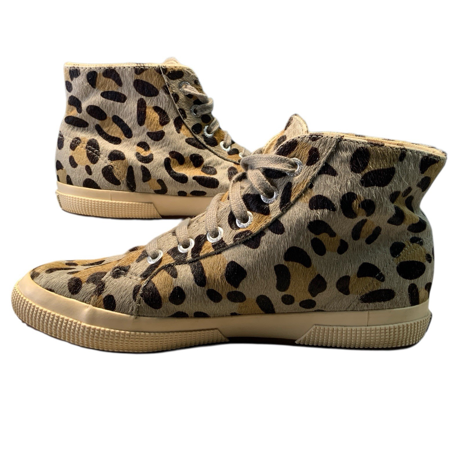 Superga Women’s Size 7 Sneakers Horse Hair Leopard Cheetah Print Shoes Hightop