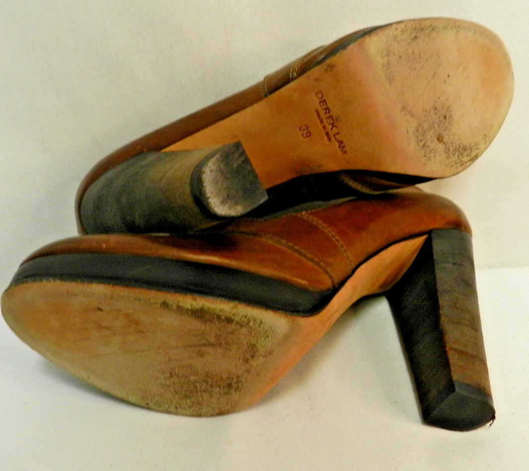 Derek Lam Leather loafer platform heels pumps brown Italy Size Sz 39 US 8