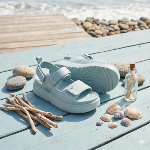 UGG GoldenGlow Women’s Water‑Friendly Platform Sandal Sea Foam Size 9