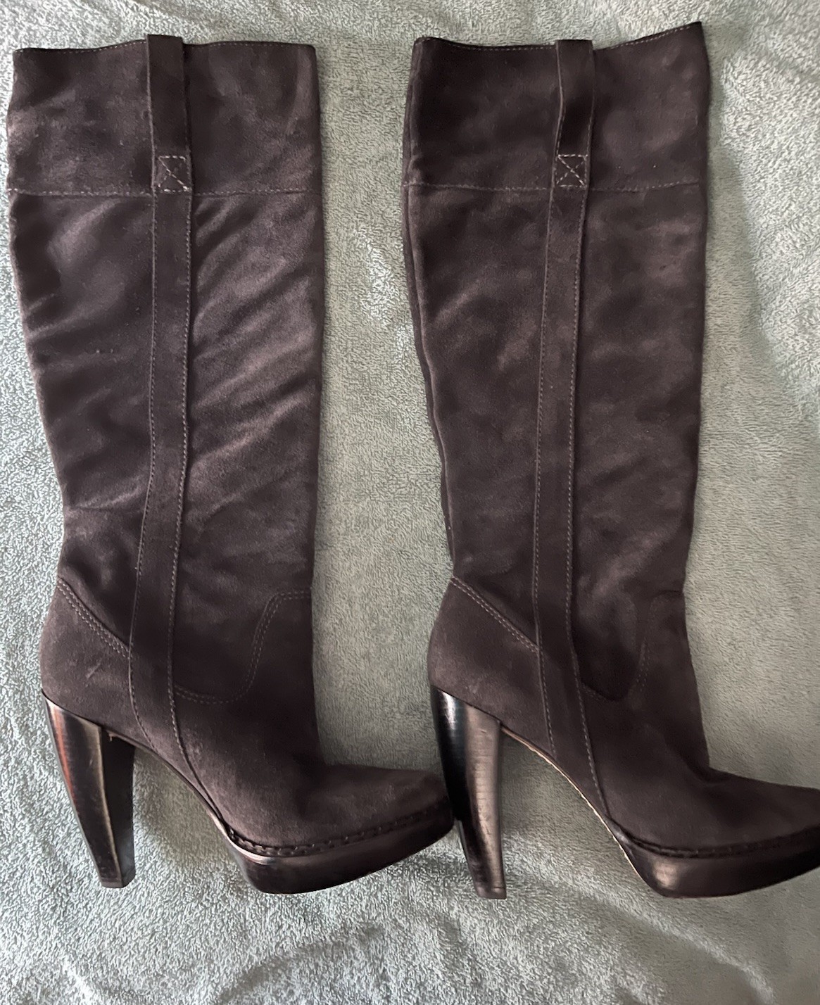 Michael Kors Black Suede Knee High Platform Pull-On Cone Heel Boots 6.5