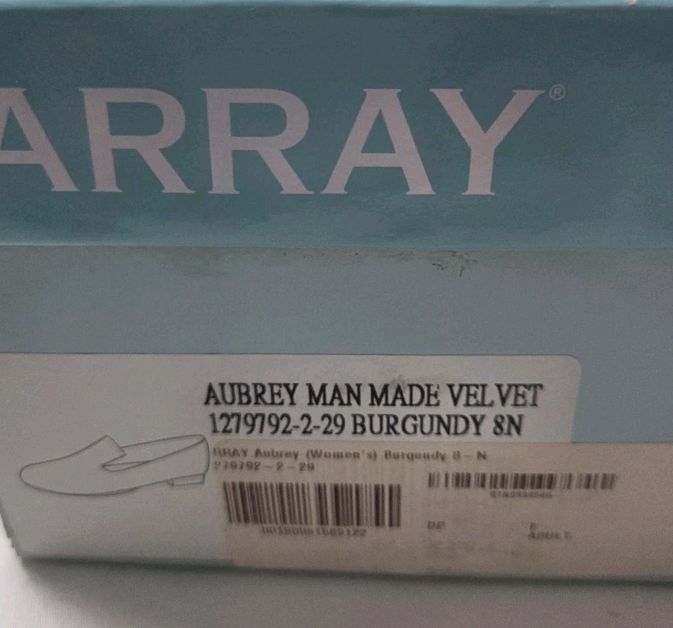ARRAY Aubrey Man Made Velvet Burgundy 8N Womens Shoes Flats NwB