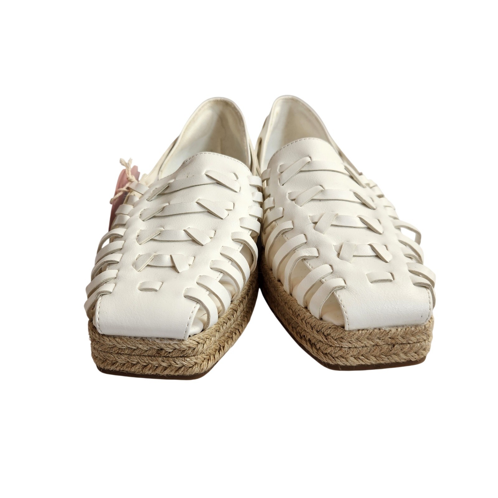 SAM & LIBBY Women’s Asha Espadrille Flats White Size 9 Woven Leather Shoes NWT