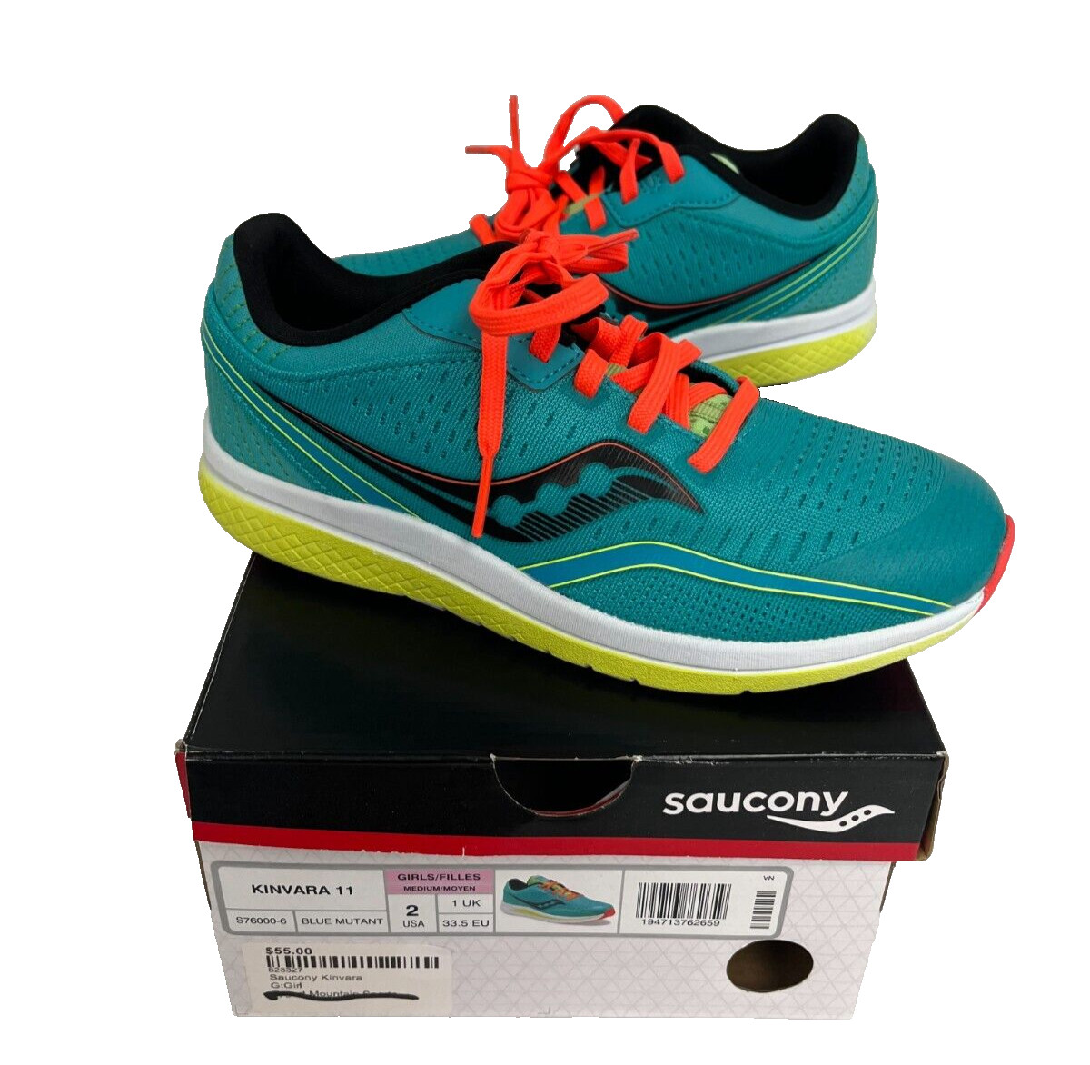 $55 Saucony Kinvara 11 Running Sneakers NIB Size 2,5,5.5,6 US US Girls Blue