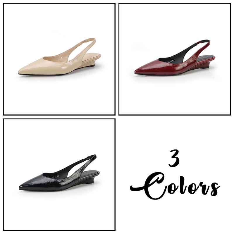 Elegant Pointed Toe Slingback Flats Concise Low Heel Shoes Ladies Mules Pumps