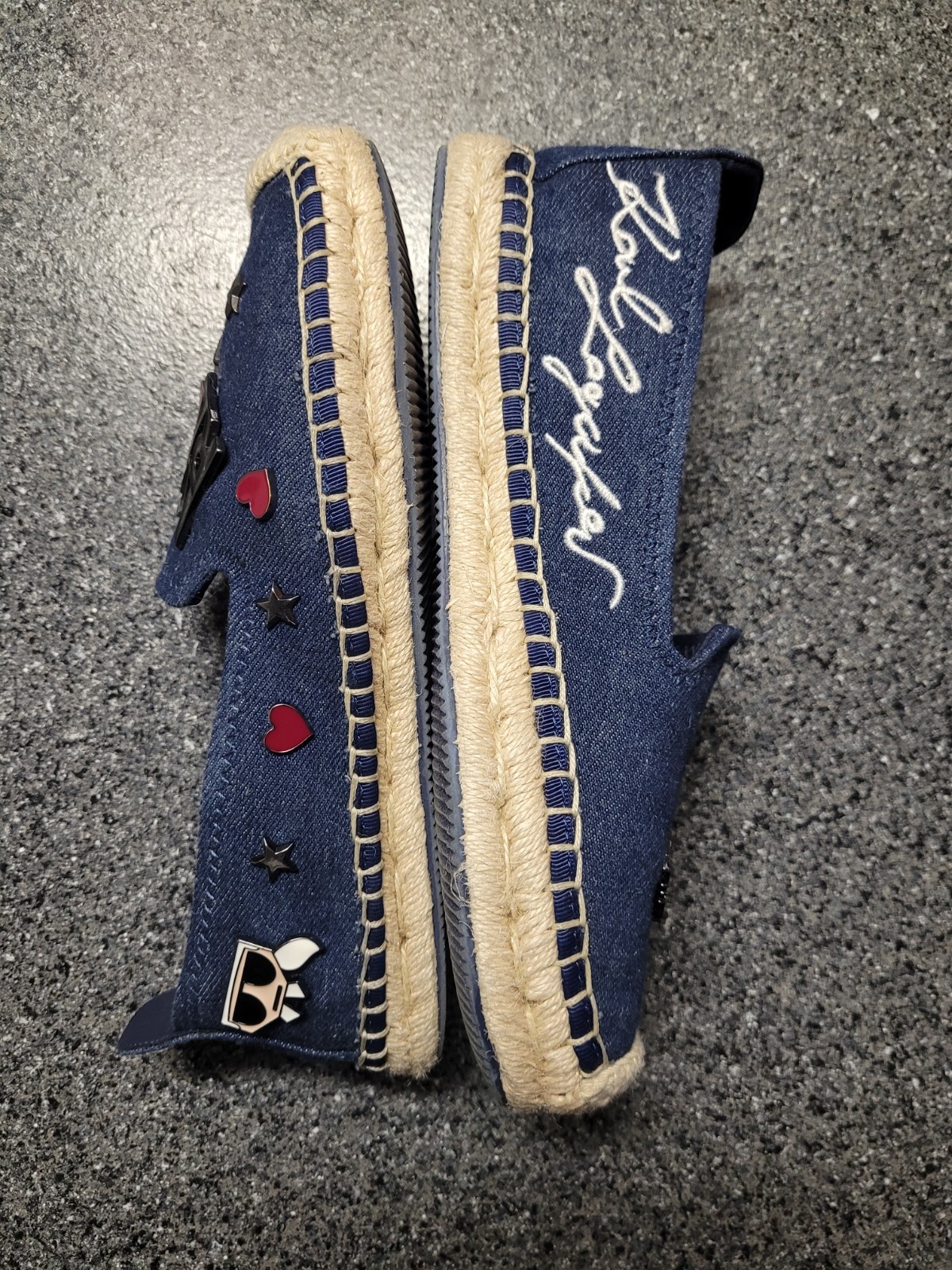 Karl Lagerfeld Paris Malvie Denim Espadrilles Size 7