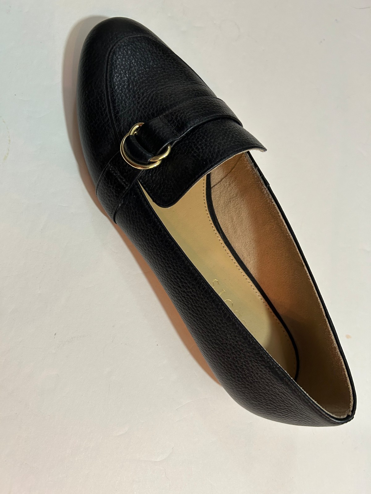 Talbots Leather Loafers 7M Ryan Buckle D-Ring Black Career NEW
