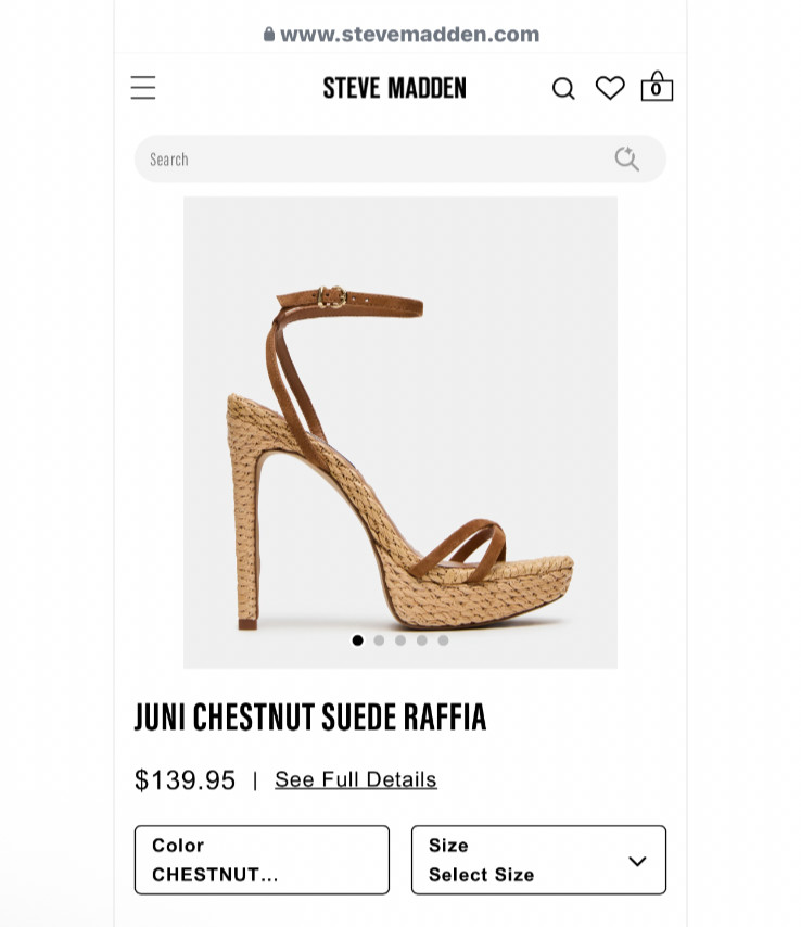 Steve Madden Juni Suede Raffia Strappy Heels Cogniac/ Tan/ Brown Sz 6.5
