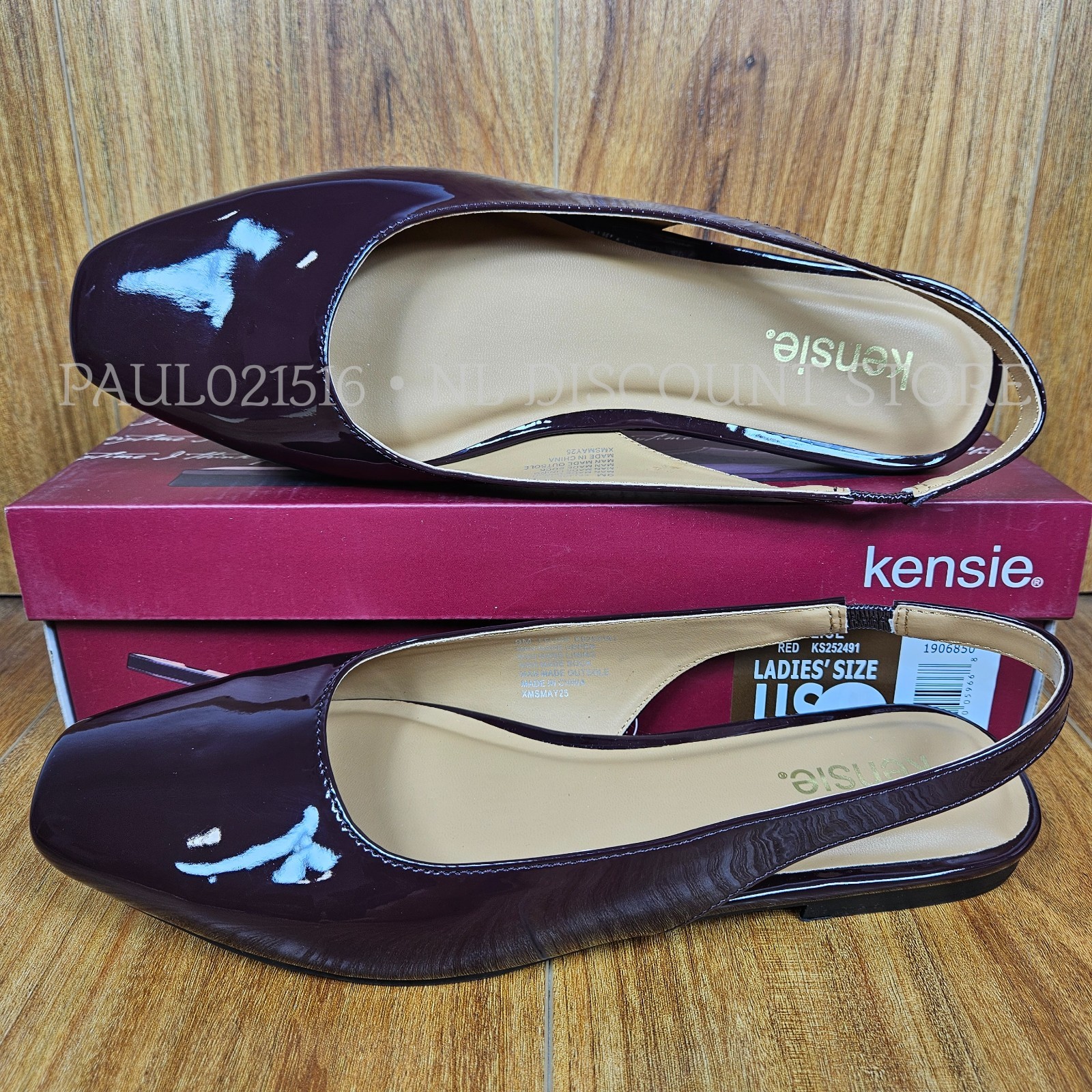 KENSIE Women’s Felice Slingback Flats ~ Red(Gloss) ~ Various Sizes