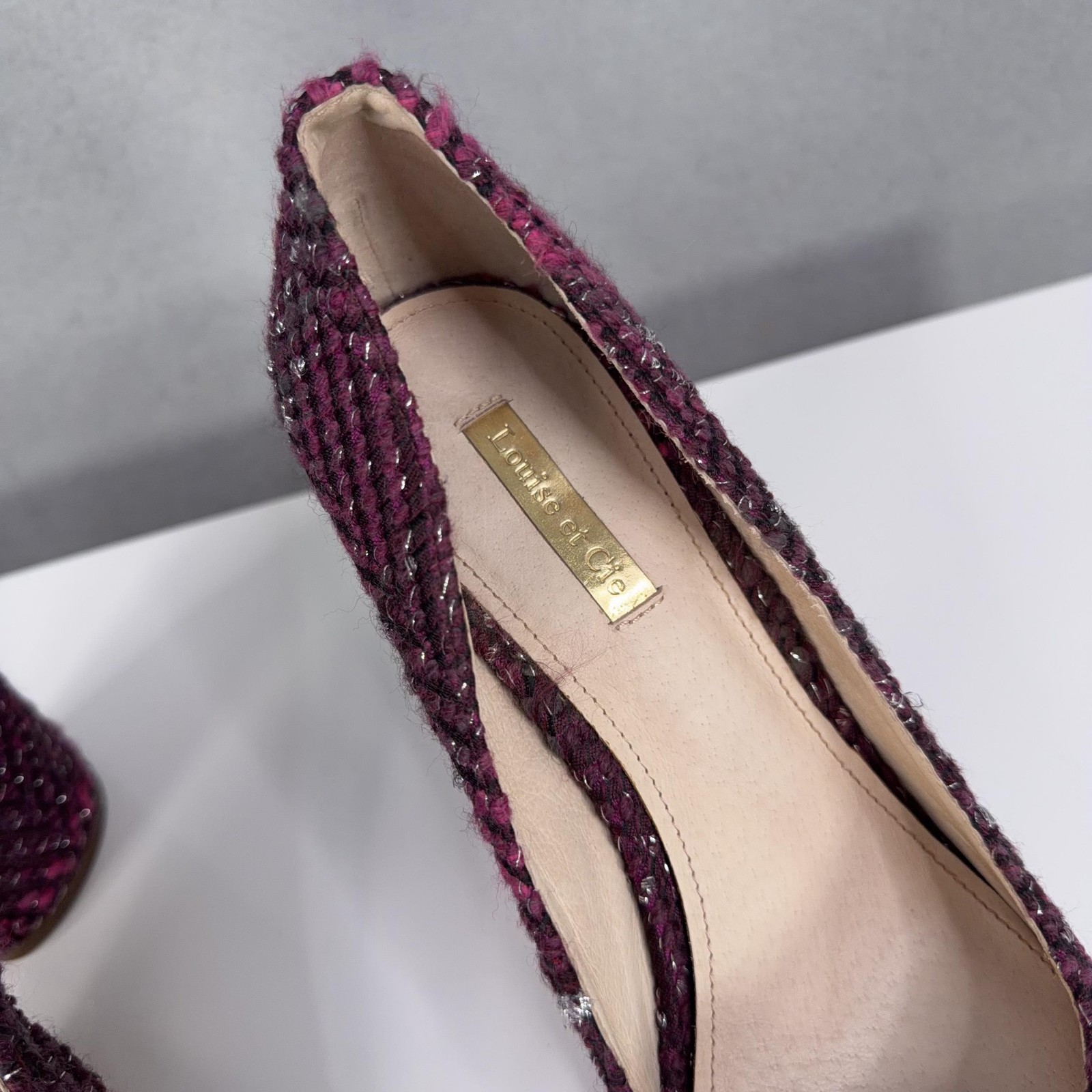 Louise Et Cie Pumps Womens Size 9 Purple Chevron Tweed Block Heel Shoes EU40