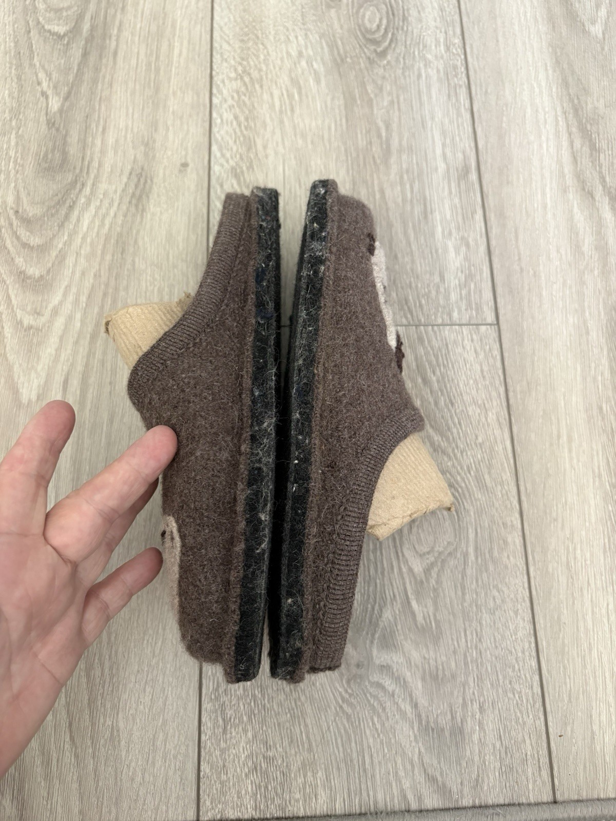 HAFLINGER COFFEE INDOOR WOOL SLIPPERS COMFY SZ US 8 EU 39 Brown Wool