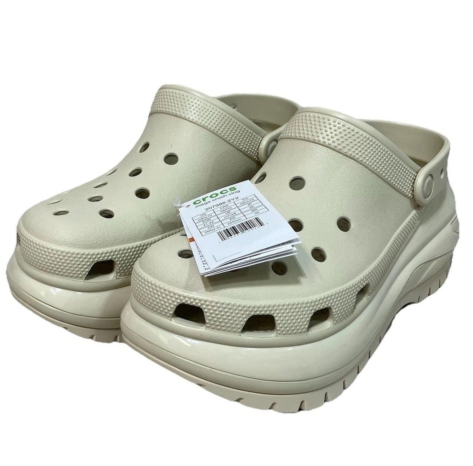 Crocs Mega Crush Clog Classic Bone Platform Shoes Women’s Size 10 Men’s 8 New
