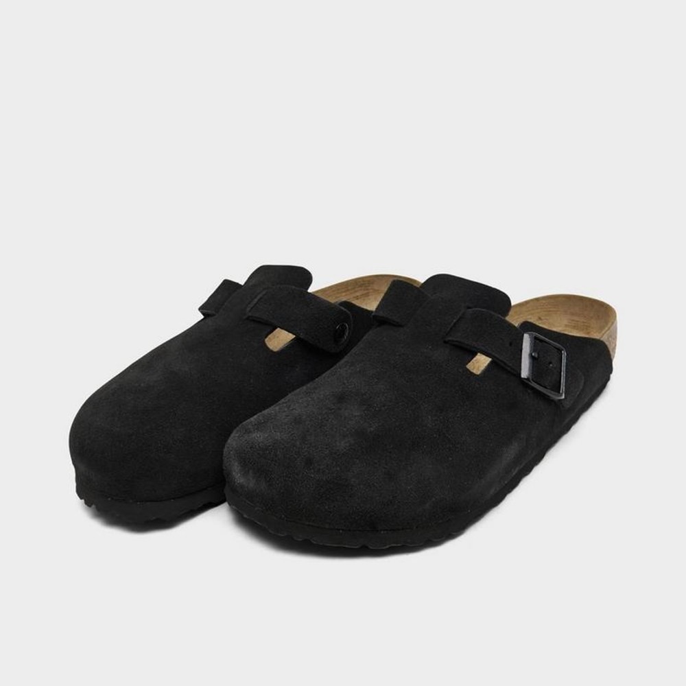 Birkenstock Boston Men’s/Women’s Soft Footbed Clogs In Black Suede