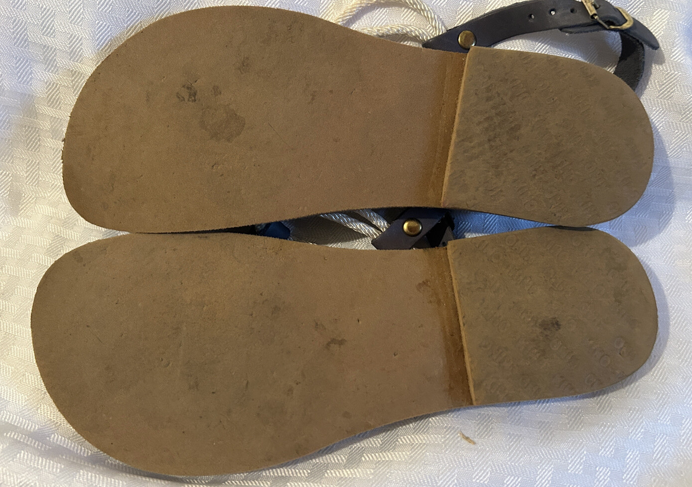 KINO Womens Navy Blue Leather Flip Flops-Size 6-Made in Key West FL