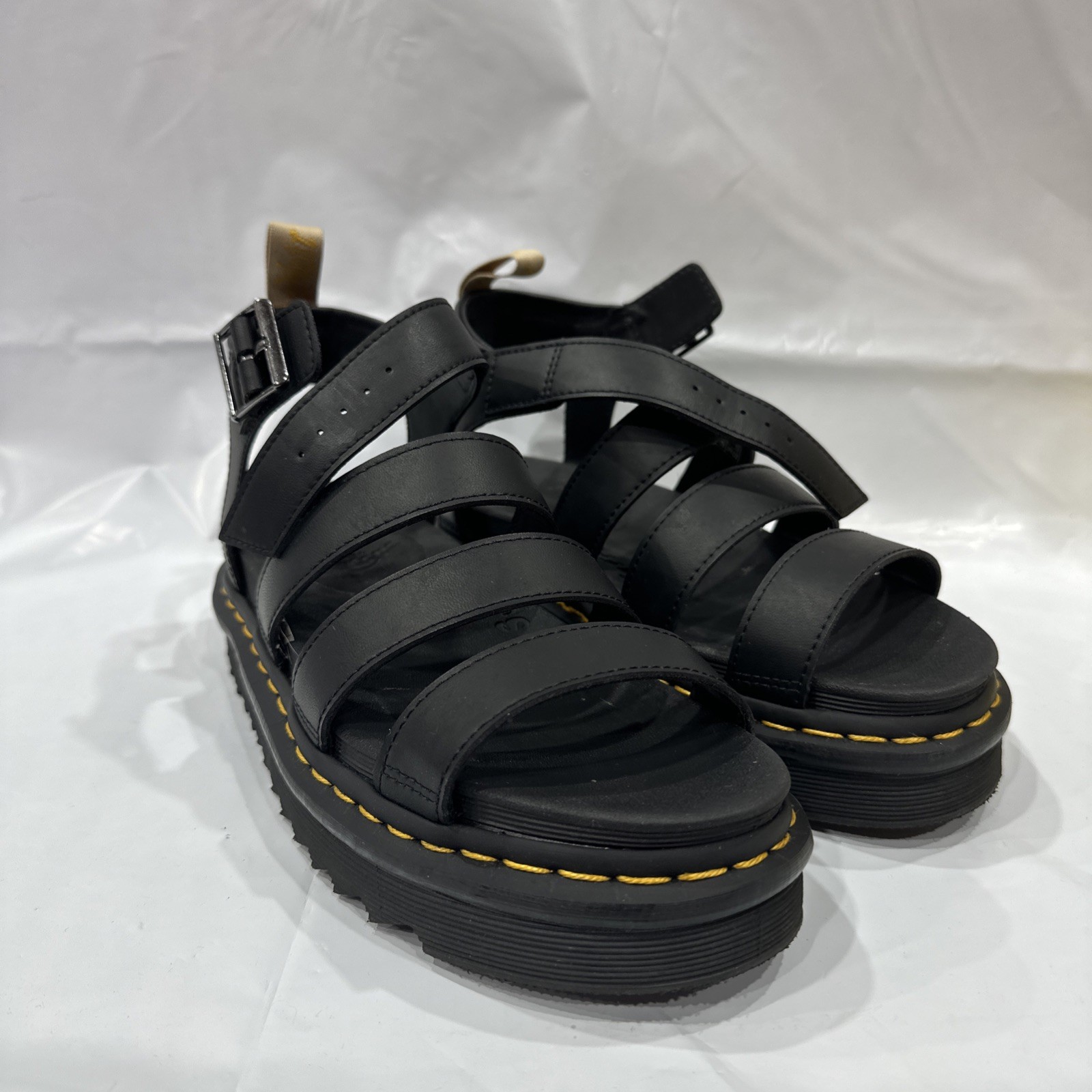 Dr. Martens Blaire Sandals Women 8 Black Athena Leather Strappy Platform EBS2768