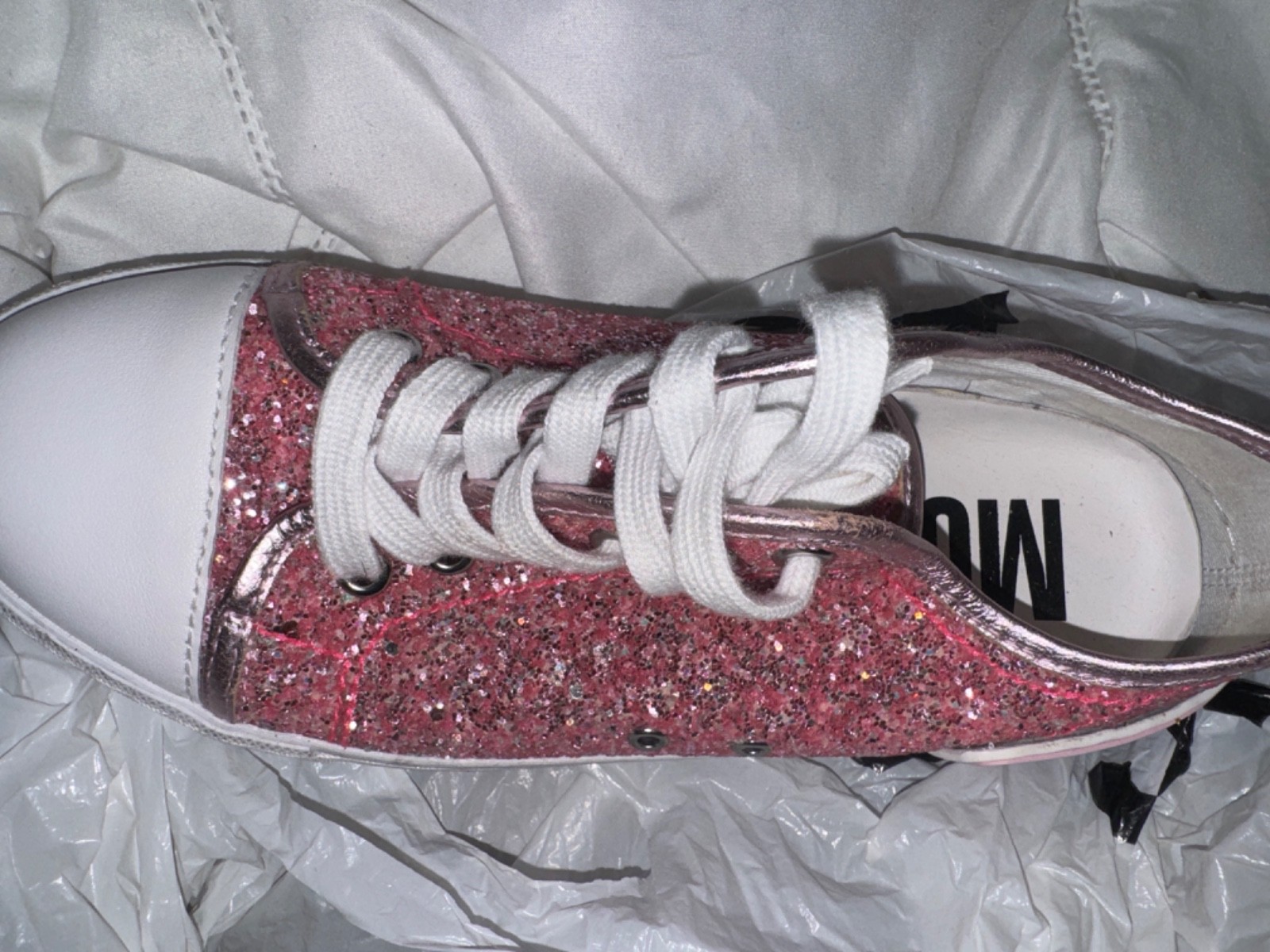Moschino Couture Pink Glitter Logo | Low Top Sneakers
