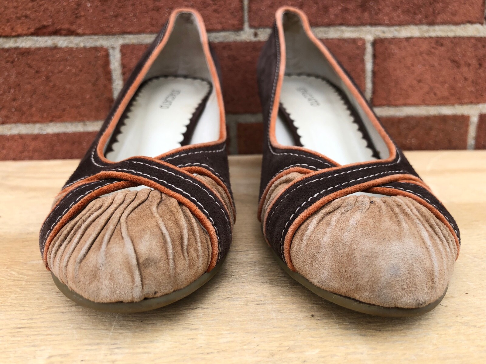 Staccato women Brown Leather suede Pumps low Heels US 6 (230)