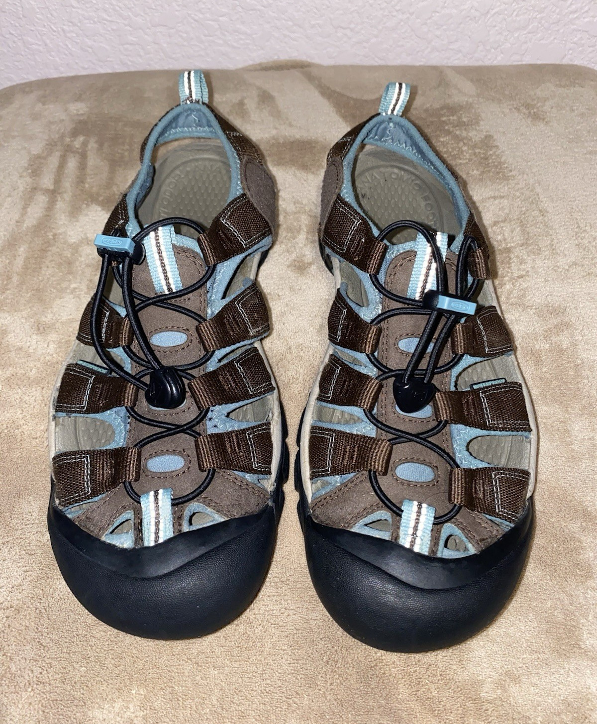 KEEN Newport H2 Women’s Brown/Blue/Black/Gray Lace-Up Sport Sandals Rubber 9.5