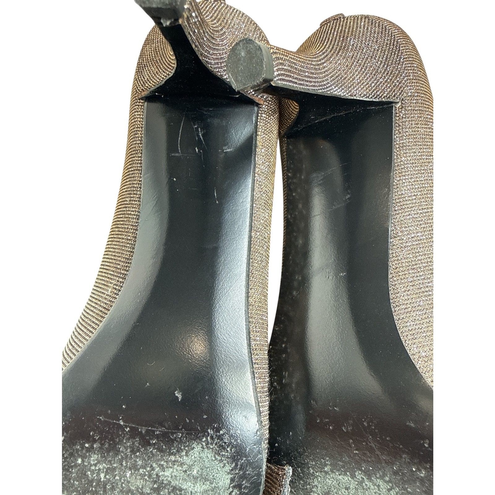 Stuart Weitzman Metallic Glitter «Bowover» Peep Toe Pump 7N EUC $398