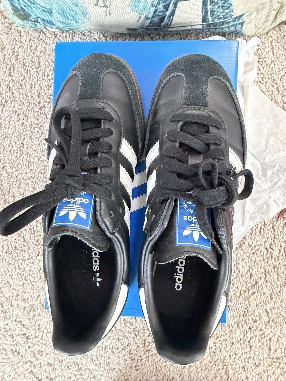 adidas Samba OG W Core Black/Cloud White/Clear Granite Leather Lace Up IG9031