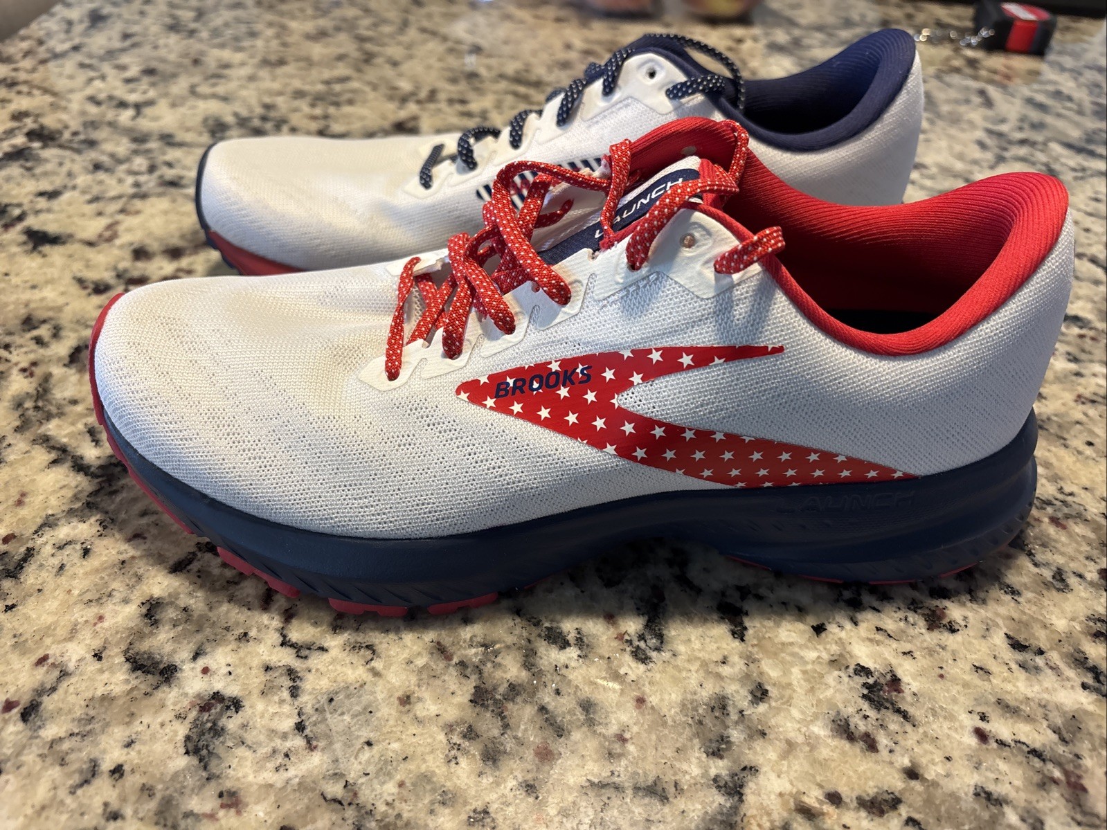 Brooks Launch 7 Womens Running Shoes America USA Stars Stripes White Size 8