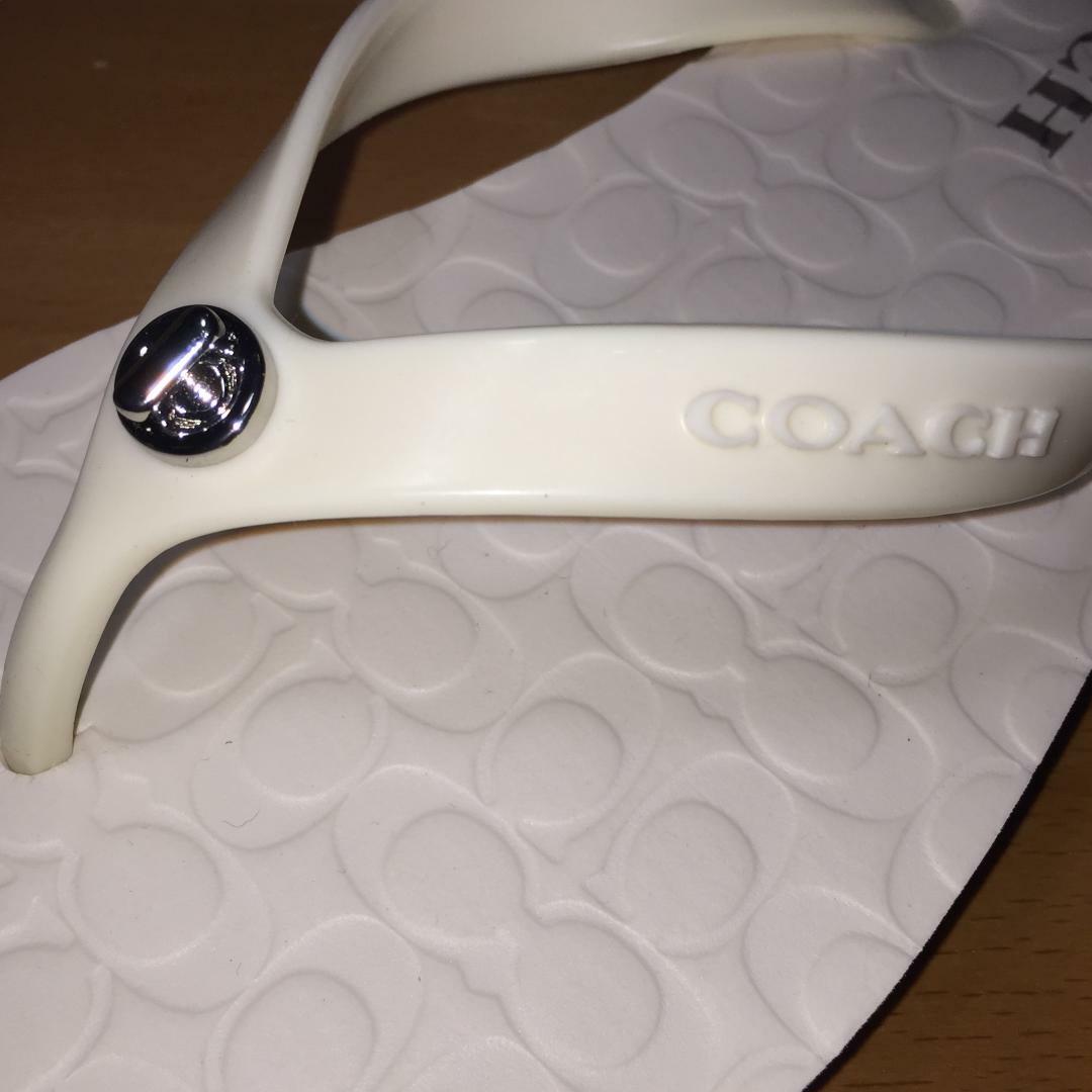 Coach Abbigail Flip Flops Turnlock Logo Thong Rubber Sandals Red Black Ivory