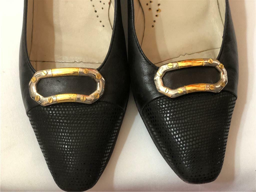 BALLY Italy Soft Black Leather Nappa Flex Semi Round Toes Pumps Sz 8N