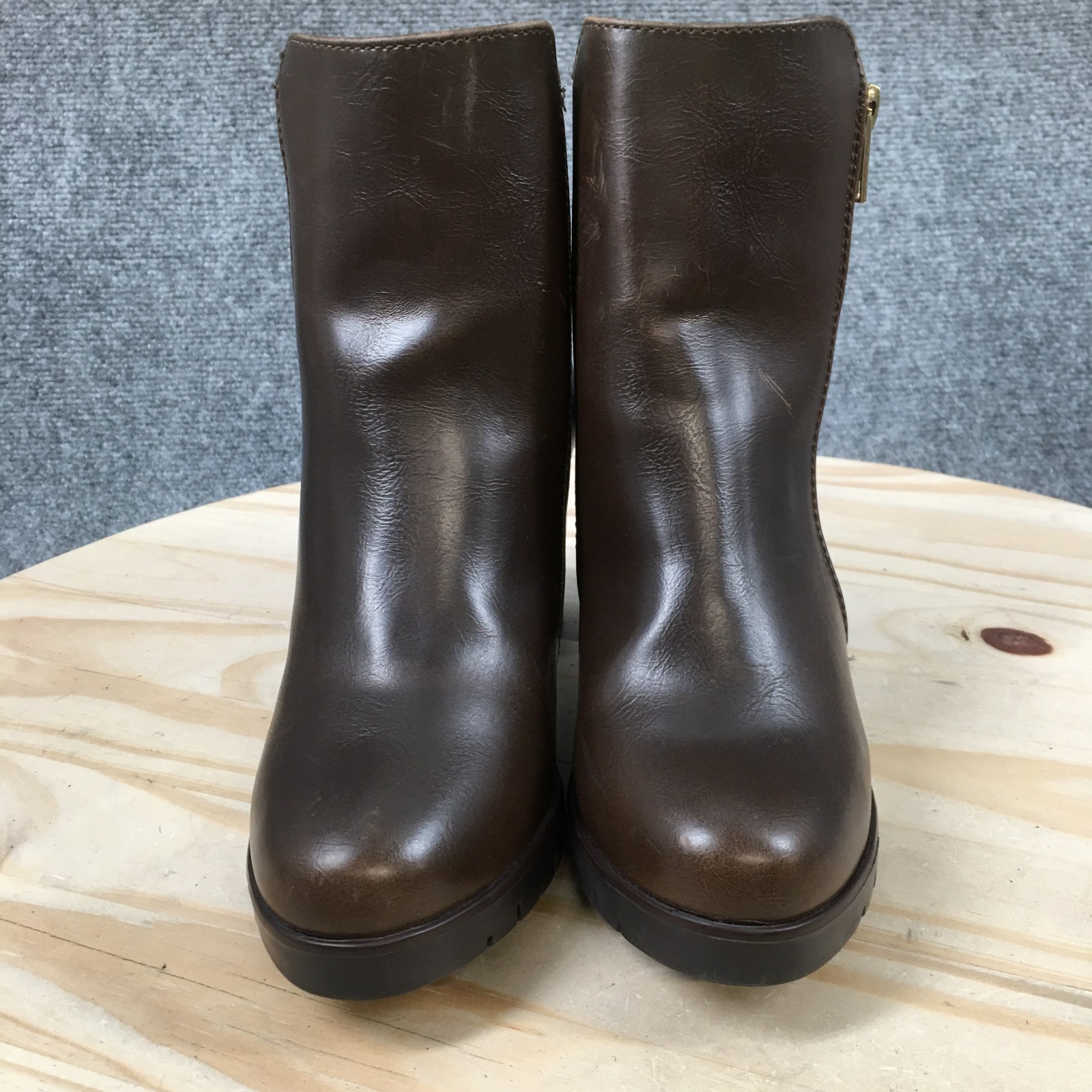 Dorothy Gaynor Boots Womens 23.5 US 6 Ankle Bootie Brown Side Zip Comfort Block
