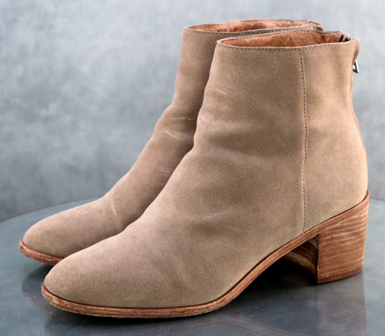Madewell Pauline $140 Women’s Stacked Heel Booties Boots Size 9 Leather Tan