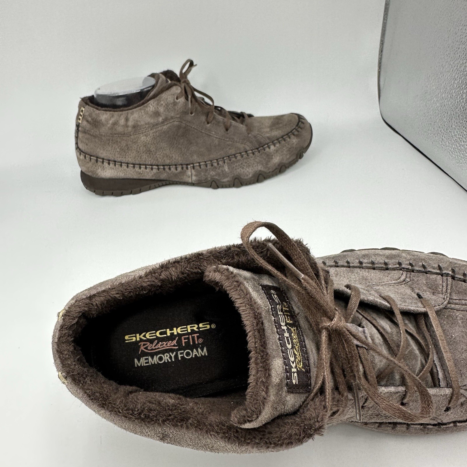 Skechers Bikers Totem Pole Women 11 Brown Suede Faux Fur Chukka Boot 49013