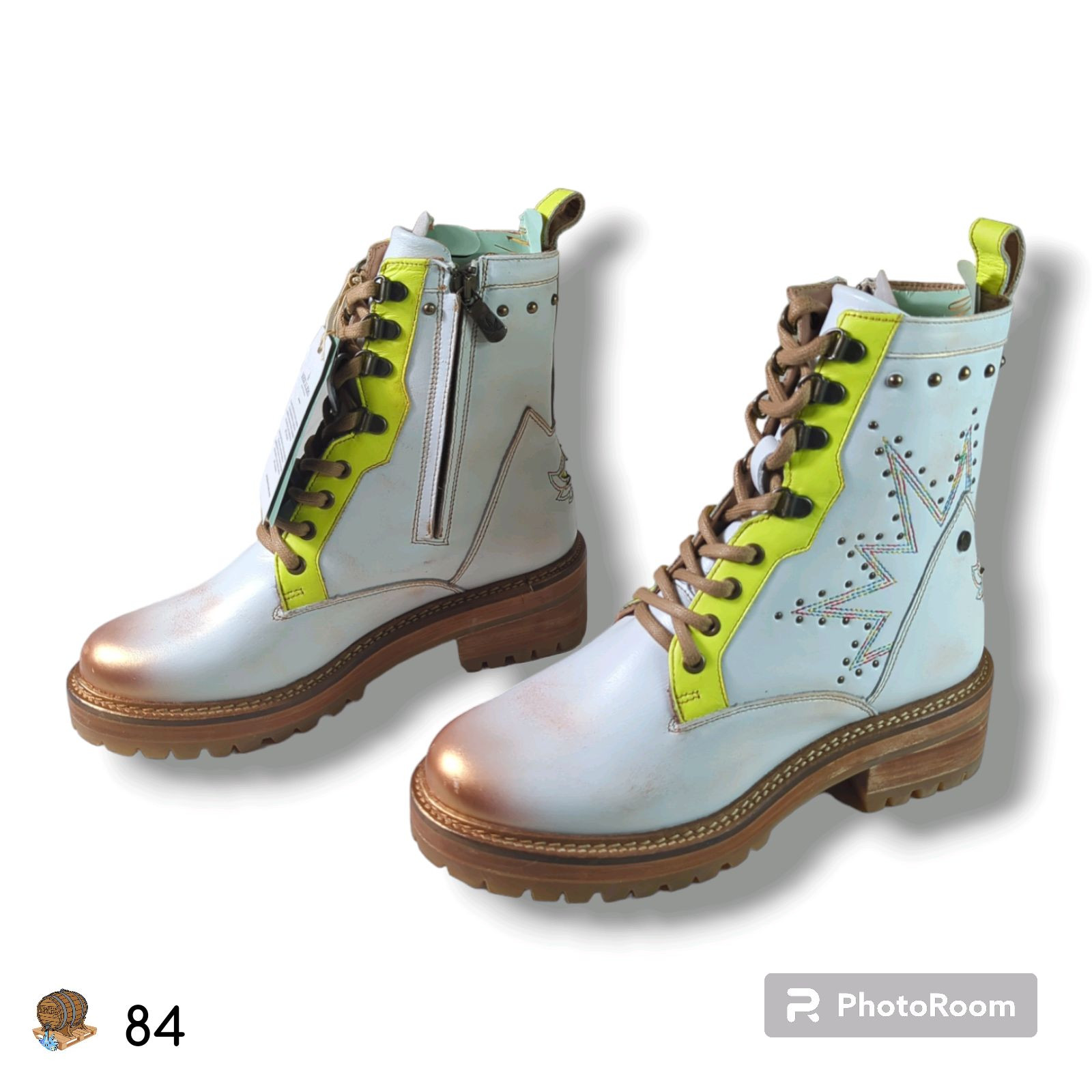 MEZCALERO – Ashlee Supernova White – Fashion Combat boots for Women (Size 7)