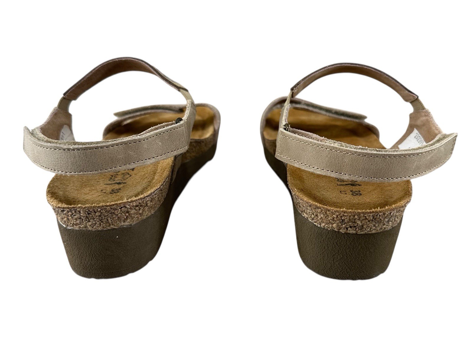 Naot Women’s Lisa Rhinestone Taupe Sandals Hook & Loop Size 38