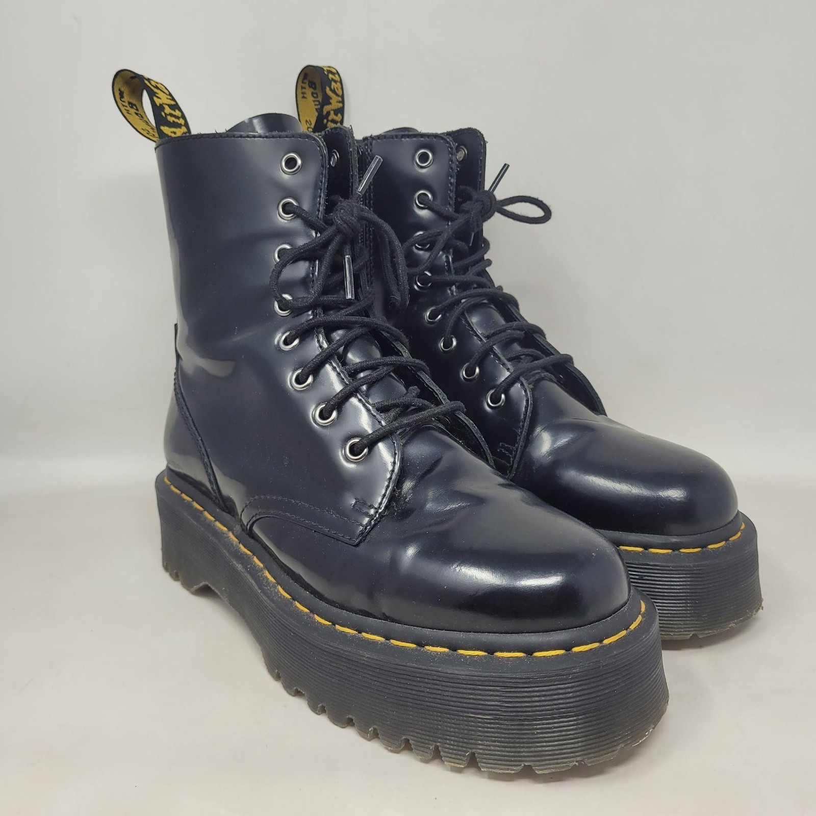 Dr Martens Jadon Boots Womens 8 Black Leather Platform Combat Punk Grunge Skater