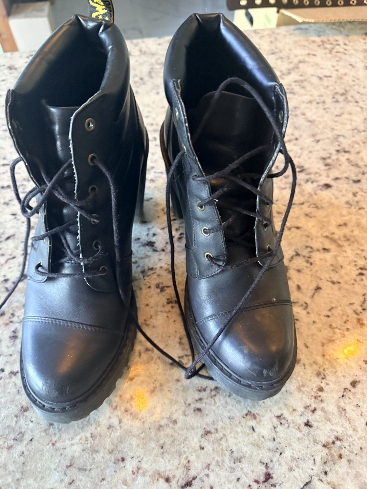 Dr. Martens Averil Boots Womens Size 10 Black Leather High Heel Casual Shoes