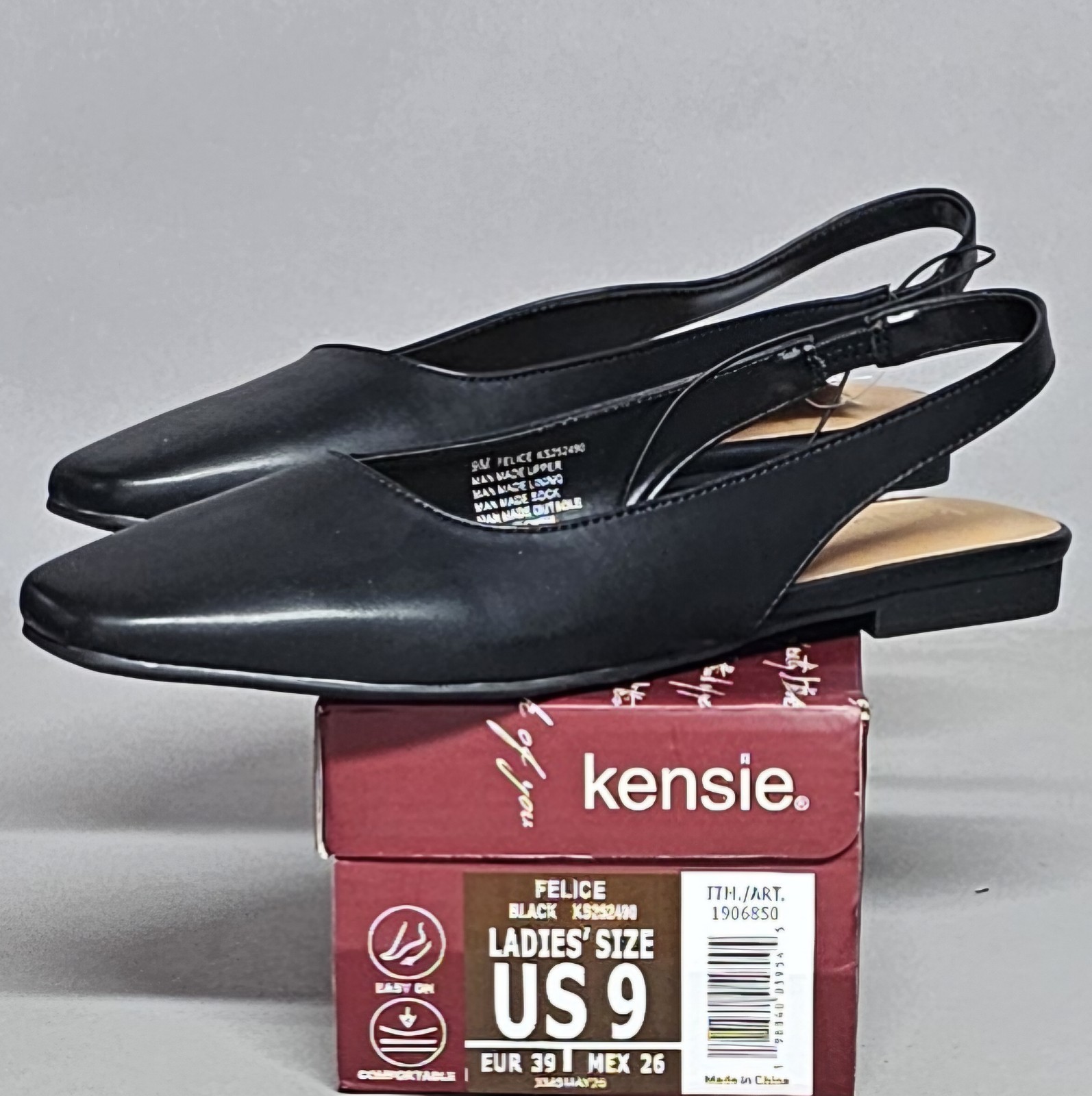 Kensie Felice Slingback Flat Womens 9 Black New