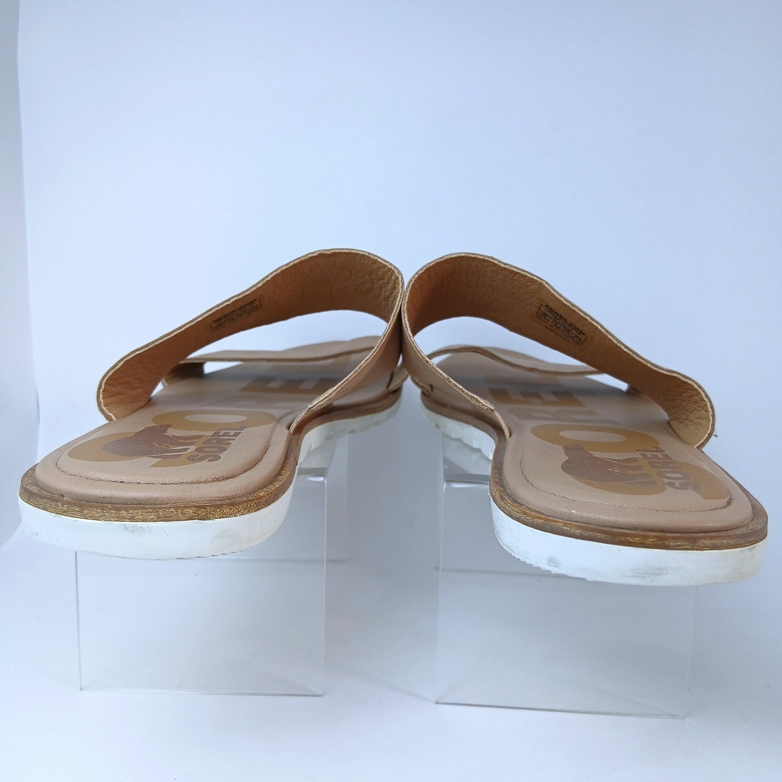 Sorel Roaming 2-Strap Slide Tan Leather Sandals Women 7.5 Butter Mom