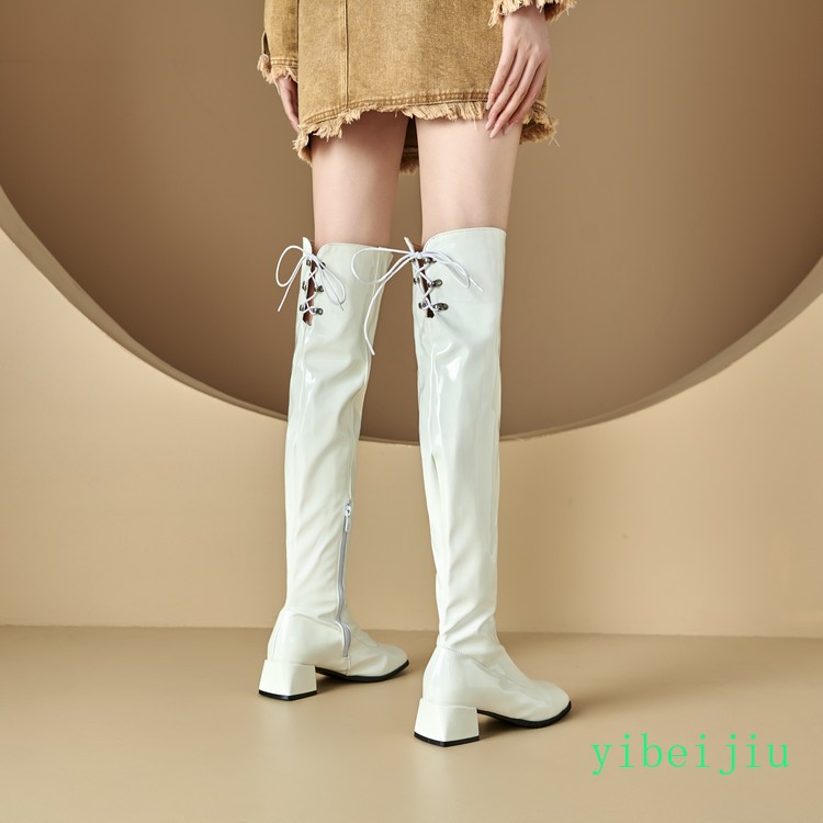 Womens Lady Gothic Over The Knee High Boots Patent Leather Shoe High Chunky Heel