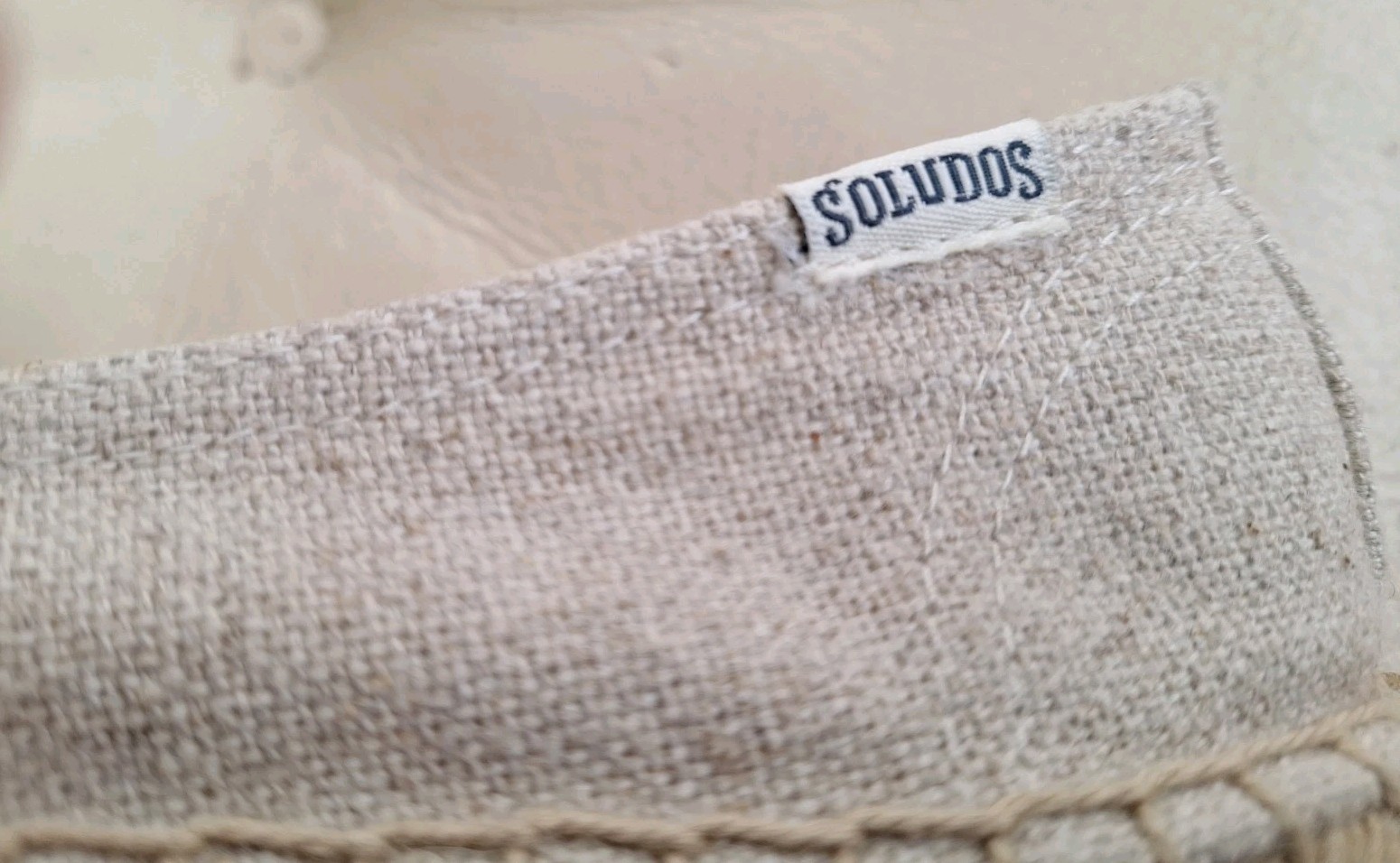 Mary Matson Soludos Sz 7.5 EU 38 UK 5.5 Lobster Crab Beige Canvas Espadrille