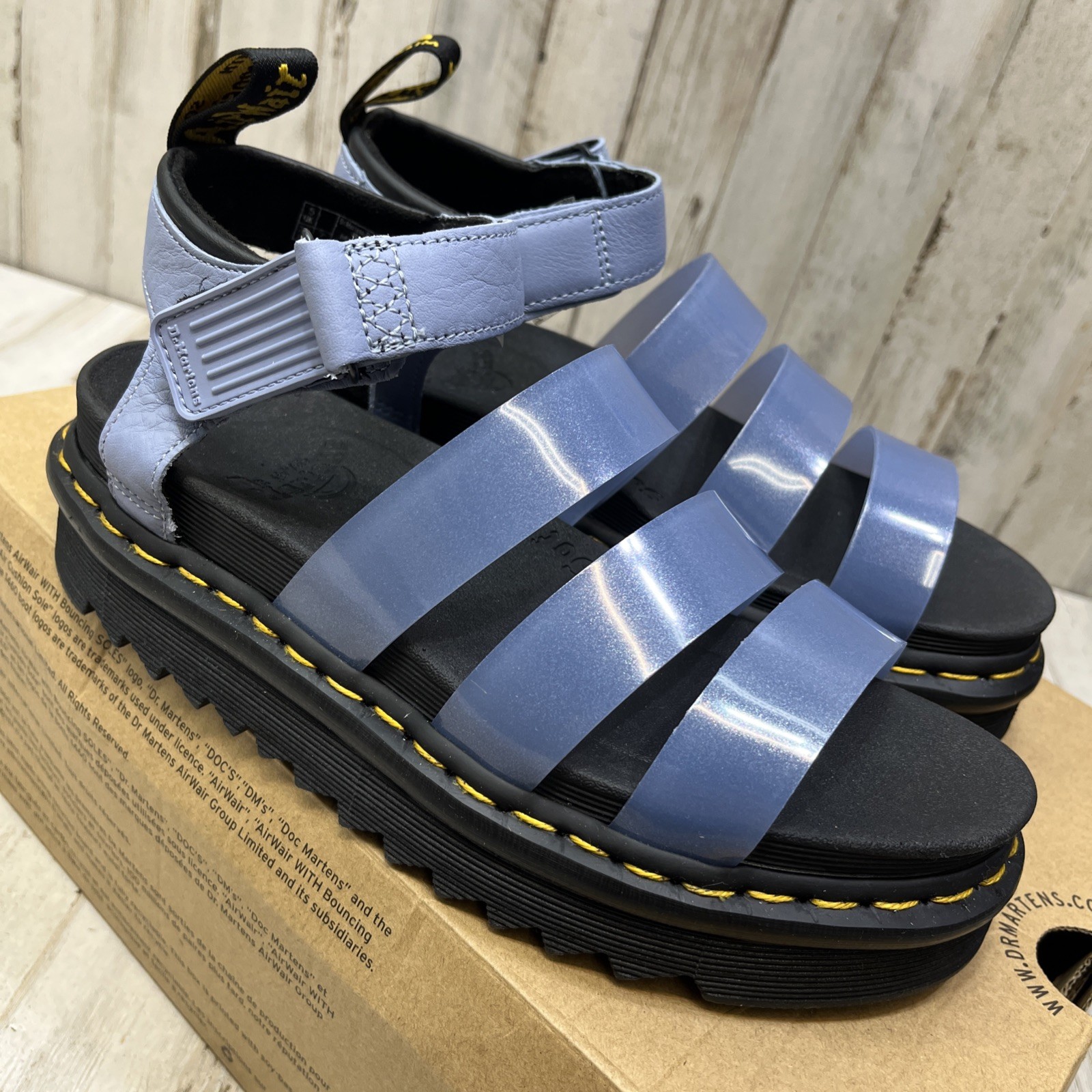 Dr. Martens Women’s Blaire Jelly Glitter Strap Sandal Zen Blue Sizes 7 OSR