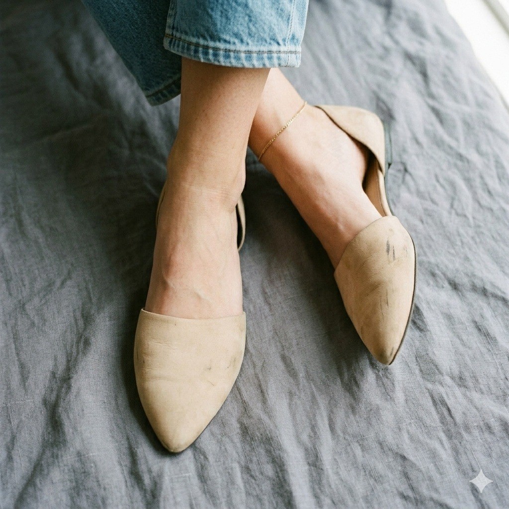 Jenni Kayne D’Orsay Flats Womens 40.5 10.5 Beige Leather Pointed Toe Minimalist