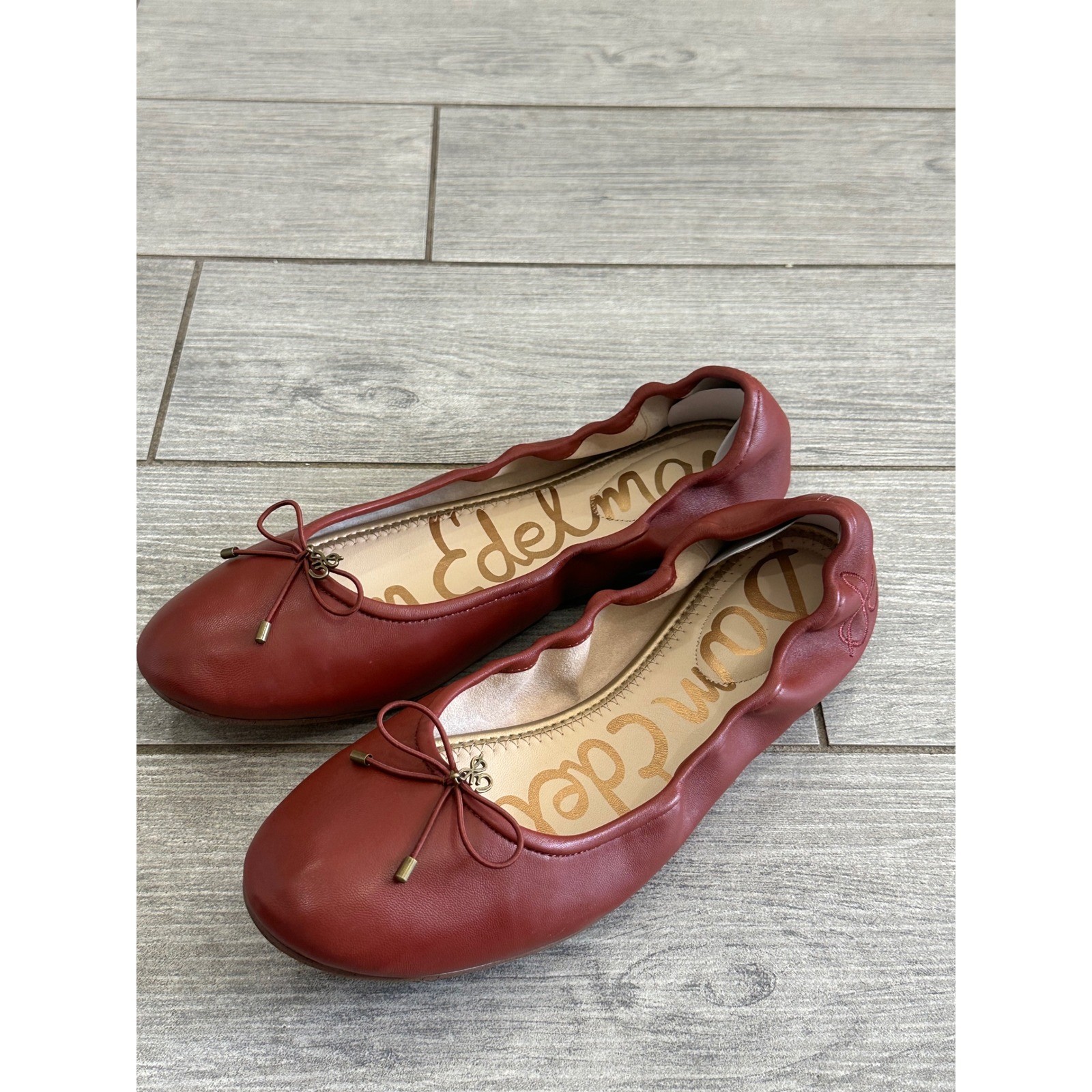 Sam Edelman Felicia New Burgandy Leather Ballet Flats New!